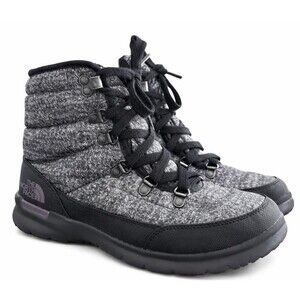 The North Face ThermoBall Lace II Women's 8 Gray Black Snow Boots Casual Outdoor